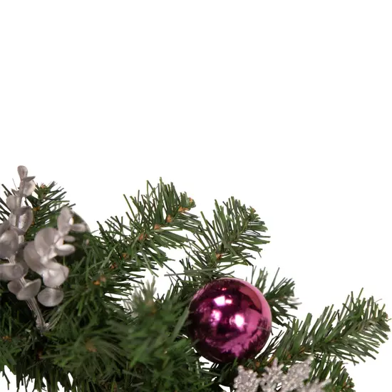 Northlight Pine Foliage Poinsettia and Snowflake Artificial Christmas Garland - 6' x 9" - Unlit Green {4}