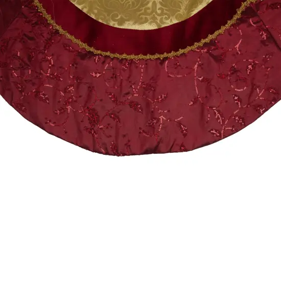 Northlight 60" Red and Gold Scalloped Sequined Christmas Tree Skirt {4}