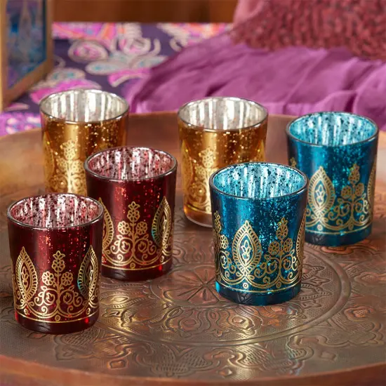 Indian Jewel Henna Votives - Assorted (Set of 6) {1}