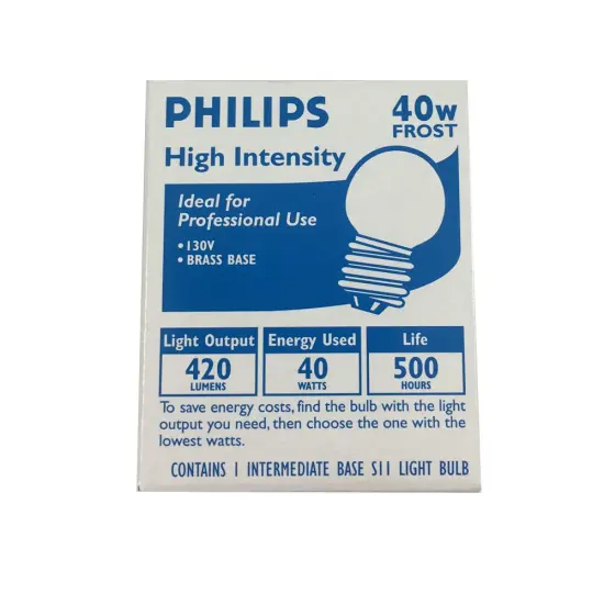 PHILIPS 140756 40W 130V S11 E17 Base Incandescent Frost Light Bulb {4}