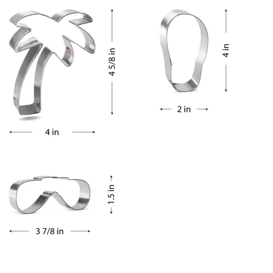 CookieCutter.com Summer Beach Cookie Cutter Set 3 Pc - Foose Cookie Cutters - USA Tin Plated Steel {3}