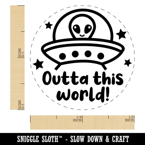 Outta Out of This World Alien Spaceship Self-Inking Rubber Stamp Ink Stamper for Stamping Crafting Planners Green {1}