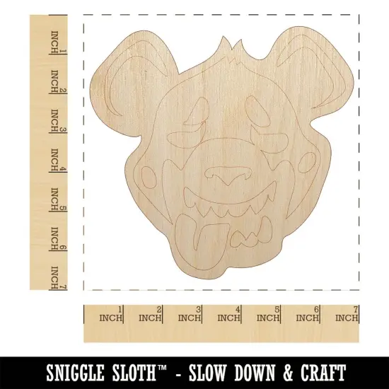Smiling Spotted Hyena Head Unfinished Wood Shape Piece Cutout for DIY Craft Projects {1}