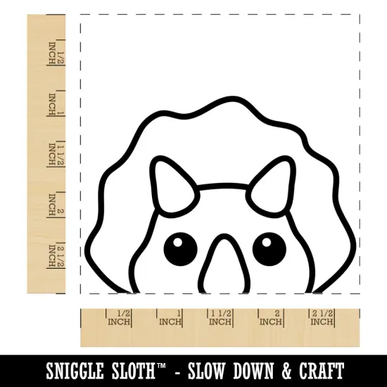 Peeking Dinosaur Triceratops Square Rubber Stamp for Stamping Crafting {1}