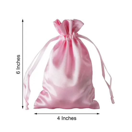 60 pcs 4x6 Satin Favor Drawstring Bags Pink {2}