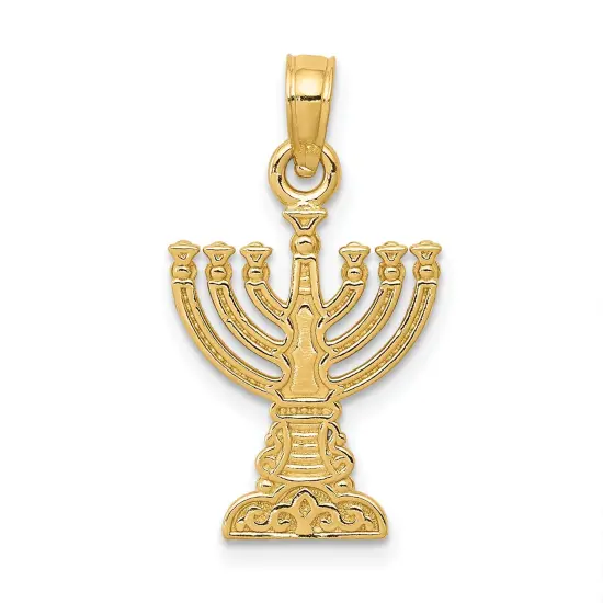 14K Gold Menorah Pendant Charm Jewelry 21 x 12 mm {1}