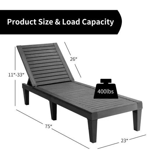 Outdoor Recliner Chair With 5-position Adjustable Backrest Black {5}