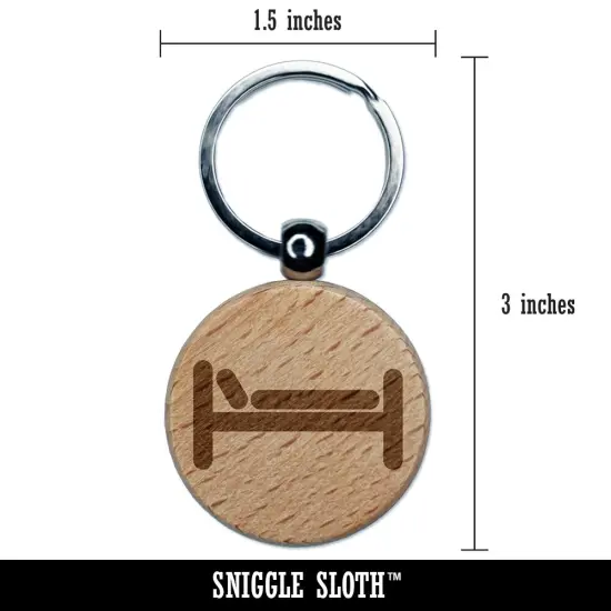 Bed Sleeping Engraved Wood Round Keychain Tag Charm {2}
