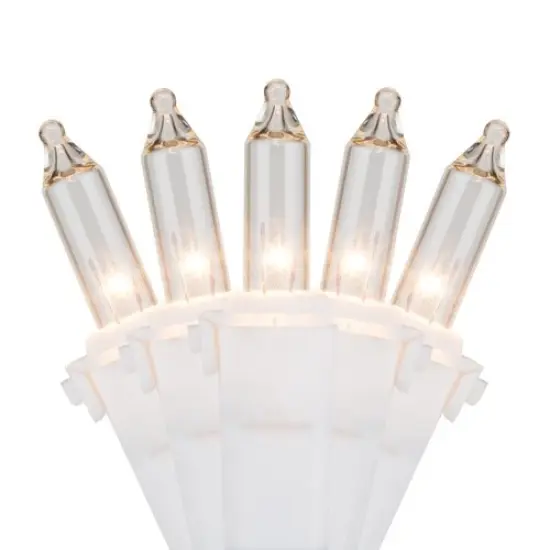 Commercial 100 Clear Mini Lights, Lamp Lock, White Wire, 6" Spacing {1}