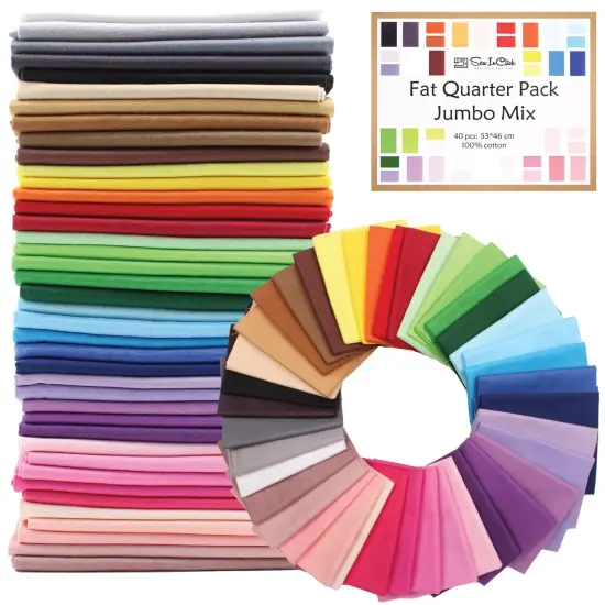 40 Fat Quarter Bundle -100% Cotton | Pure Solids | Colorful Mix - 40 Colors | Quilting & Crafting Soft Fabric | Special Jumbo Gift Bundle {6}