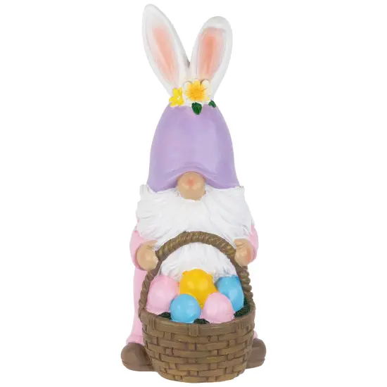 Northlight Easter Bunny Gnome with Egg Basket Figurine - 11.5" Pink {1}