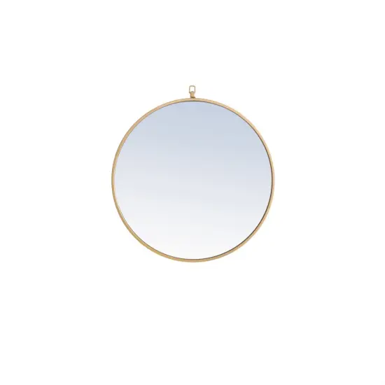 Metal frame Round Mirror with decorative hook 24 inch Brass finish {1}