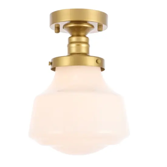 Lyle 1 light Brass and frosted white glass Flush mount {4}