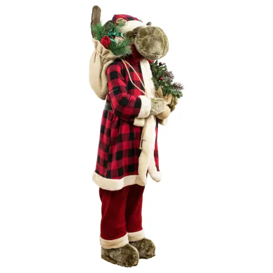 Northlight Moose Santa Claus Standing Christmas Figure - 48" Red {6}