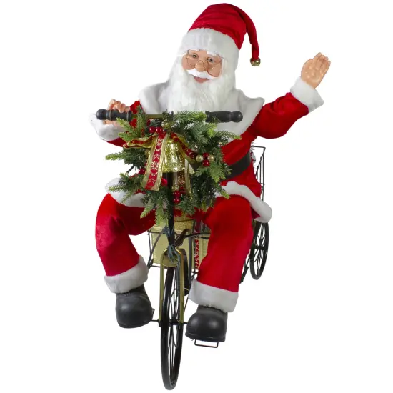 Northlight 32" Pre-Lit LED Animated and Musical Santa Claus Riding a Tricycle Christmas Figurine Red {5}