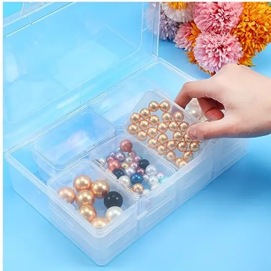 12 Pieces Small Clear Plastic Beads Storage Container and Organizer Transparent Boxes with Hinged Lid for Storage of Small Items, Jewelry, Diamonds, DIY Art Craft Accessory (3.35 x 2.17 x 1 Inch) {3}