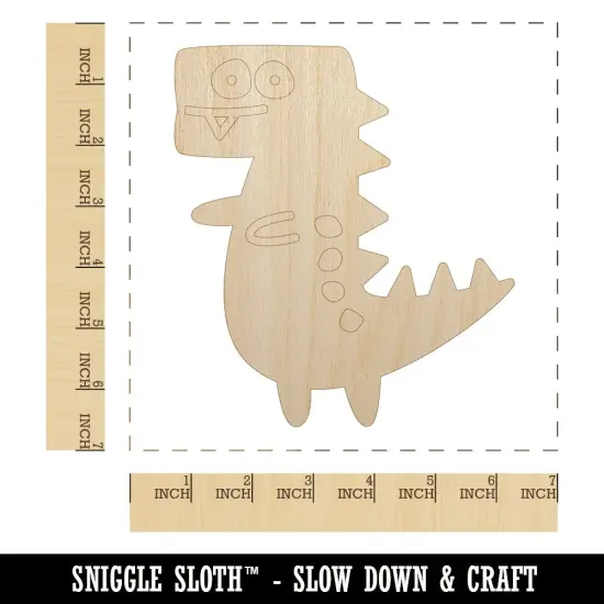 Tyrannosaurus Rex Dinosaur Doodle Unfinished Wood Shape Piece Cutout for DIY Craft Projects {1}