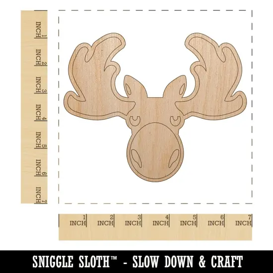 Grumpy Moose Head Unfinished Wood Shape Piece Cutout for DIY Craft Projects {1}
