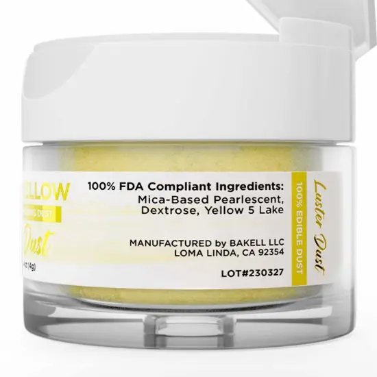 Bakell - Classic Yellow Luster Dust (4g, 1x Jar) Edible Vegan Dust & Paint for Baking, Desserts and Beverages {6}