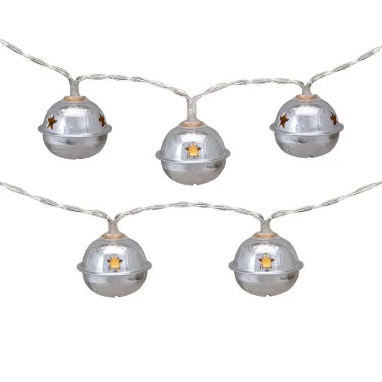 Northlight LED Christmas Bells Fairy Lights - 5.5' - Clear Wire - Silver - 10ct {3}