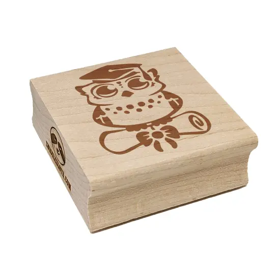 Graduation Owl with Cap and Diploma School College Square Rubber Stamp for Stamping Crafting {2}