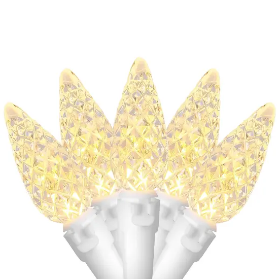 Northlight LED Faceted C6 Christmas Lights - Warm White - 23' White Wire - 70ct {3}