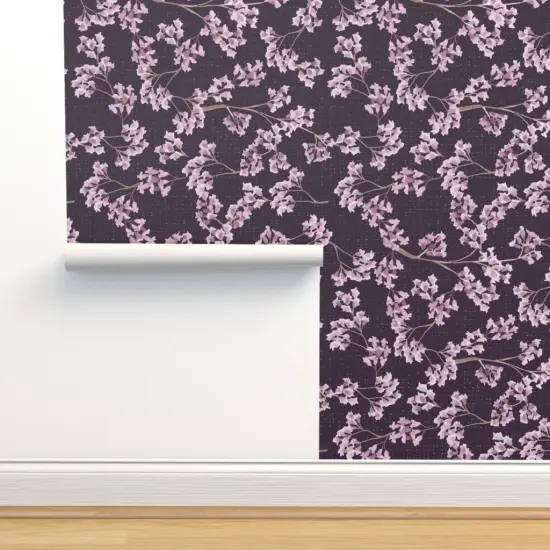 Pre-Pasted Wallpaper 2FT Wide Moody Floral Botanical Nature Flowers Trees Plants Purple Jacaranda Poisonous Custom Pre-pasted Wallpaper by Spoonflower {2}