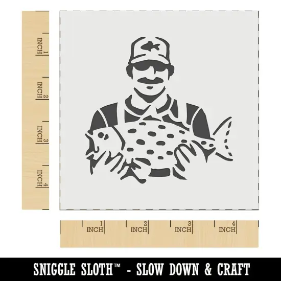 Fisherman Holding Fish Catch Wall Cookie DIY Craft Reusable Stencil {7}