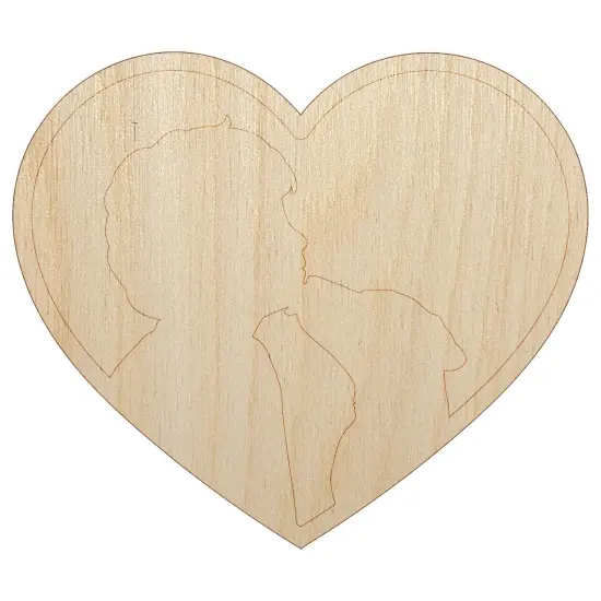 Dog Licking Boy's Face Heart Love Unfinished Wood Shape Piece Cutout for DIY Craft Projects {2}