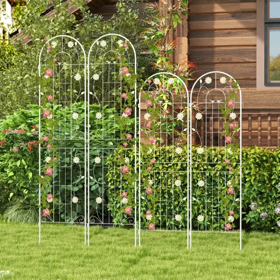 4 Pack 71 X 20 Inches Metal Garden Trellis For Climbing Plants White {5}