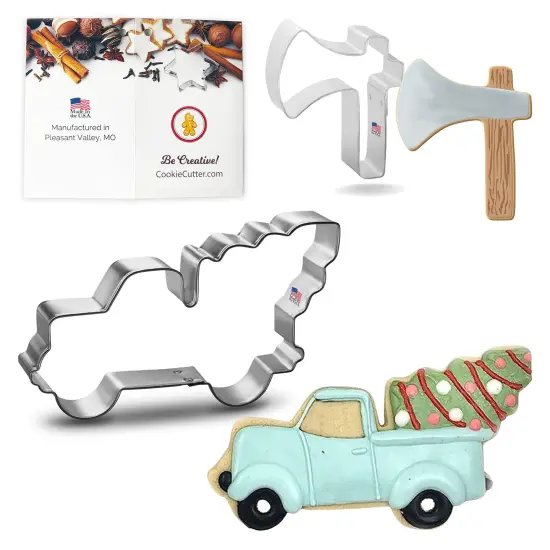 CookieCutter.Com Mom, We Got A Tree! Cookie Cutter Set - 2 Pieces - 5 in Truck with Tree, 2.25 in Axe {1}