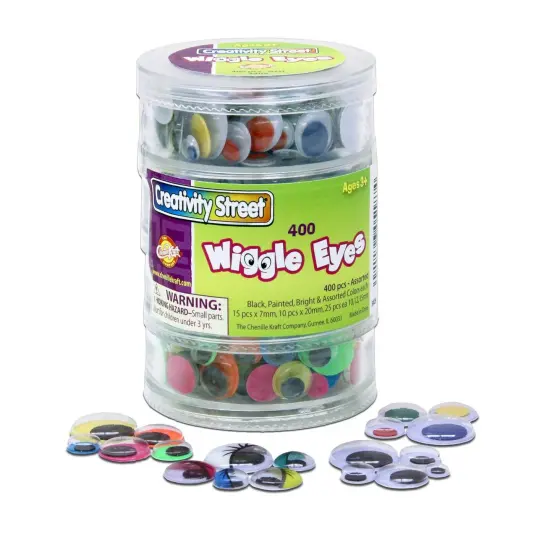 Wiggle Eyes Storage Stacker, Round Assorted Black, Painted & Bright, Assorted Sizes, 400 Pieces {1}