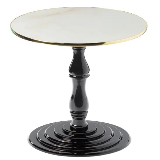 Round Wooden Side Table, Living Room Accent Pedestal End Table - Modern Furniture, Decorative Stand, Small Space Solution, Circular Design, Rustic Home Decor, Elegant Home Furnishing White {3}