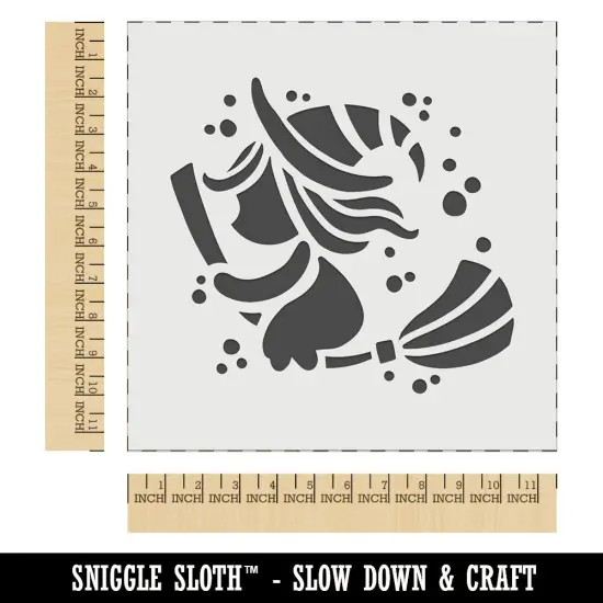 Halloween Witch on Broomstick Wall Cookie DIY Craft Reusable Stencil {1}