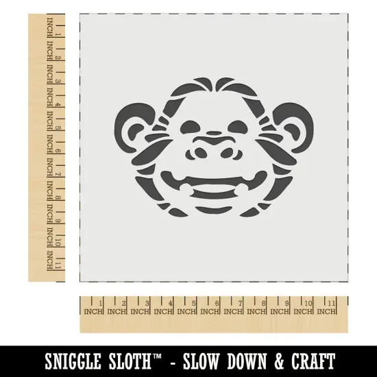 Grinning Chimpanzee Ape Monkey Face Wall Cookie DIY Craft Reusable Stencil {1}
