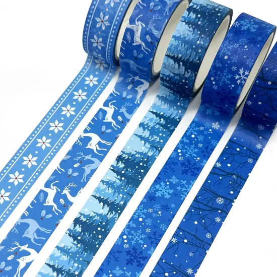 Wrapables Winter Season Washi Set for Arts & Crafts, Scrapbooking, Stationery, Diary Blue Winter {4}
