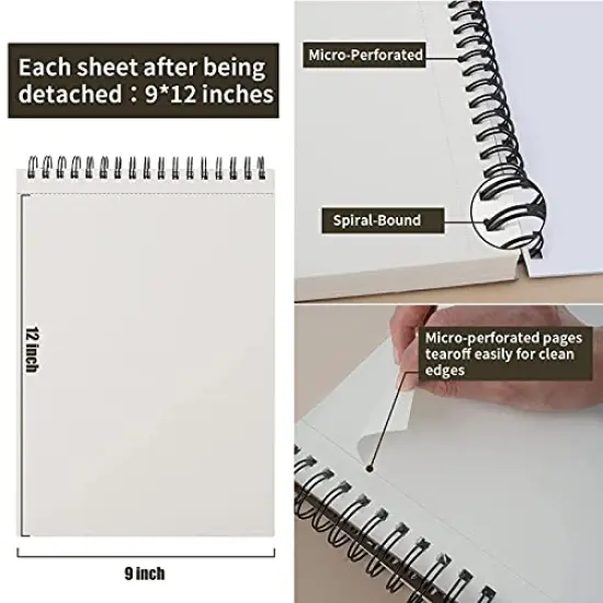 9" x 12" Sketch Book, Top Spiral Bound Sketch Pad, 2 Packs 100-Sheets Each (68lb/100gsm), Acid Free Art Sketchbook Artistic Drawing Painting Writing Paper for Kids Adults Beginners Artists {4}