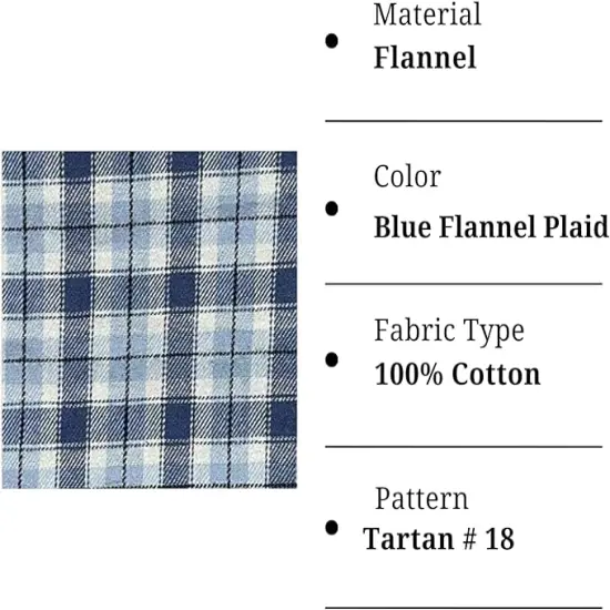 FabricLA 100% Cotton Flannel Fabric - 58/60" Inches (150 CM) - Cotton Tartan Flannel Fabric - Use as Blanket, PJ, Shirt, Cloth Flannel Craft Fabric - Blue Flannel Plaid, 2 Continuous Yard {2}