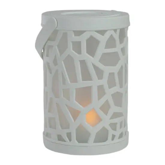 Northlight LED Lighted Faux Flame Mosaic Lantern with Handle - 6.5" - White {4}