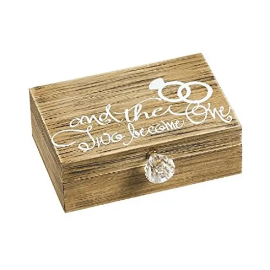 Wedding Decor &ldquo;and Then Two Become One&rdquo; Mr. and Mrs. Wooden Ring Holder Decorative Box - 5&rdquo;W x 6&rdquo;D x 2&rdquo;H Elegant Wedding Proposal Rustic Gift Box {3}
