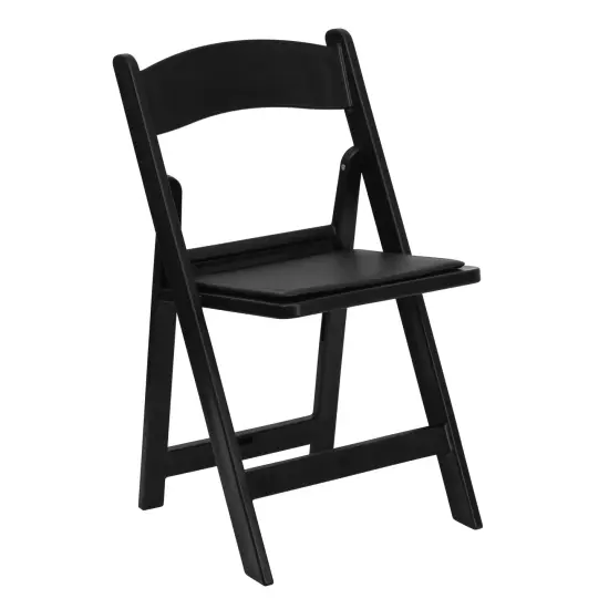 Emma and Oliver Set of 4 800 lb Weight Capacity Indoor/Outdoor Resin Folding Chairs Black {5}