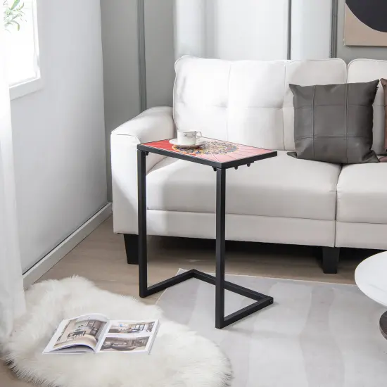 C-shaped Waterproof Outdoor Side End Table with Ceramic Top {2}