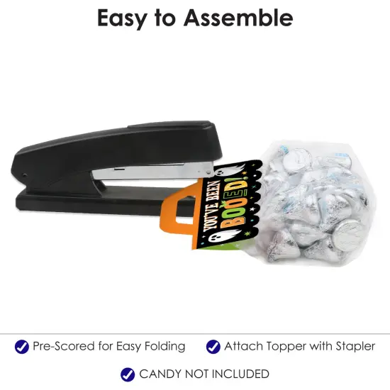 Big Dot of Happiness You've Been Booed - DIY Ghost Halloween Party Clear Goodie Favor Bag Labels - Candy Bags with Toppers - Set of 24 {6}