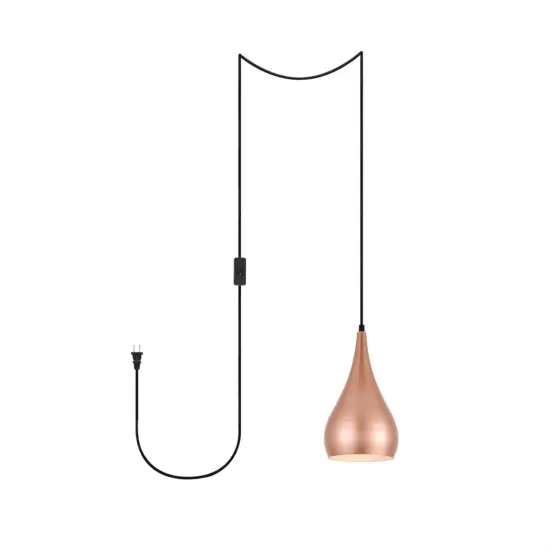 Nora 1 Light honey gold plug-in pendant {1}