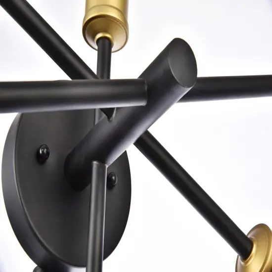 Axel Collection Wall Sconce D24.7 H9.9 Lt:5 Black and Brass Finish {6}