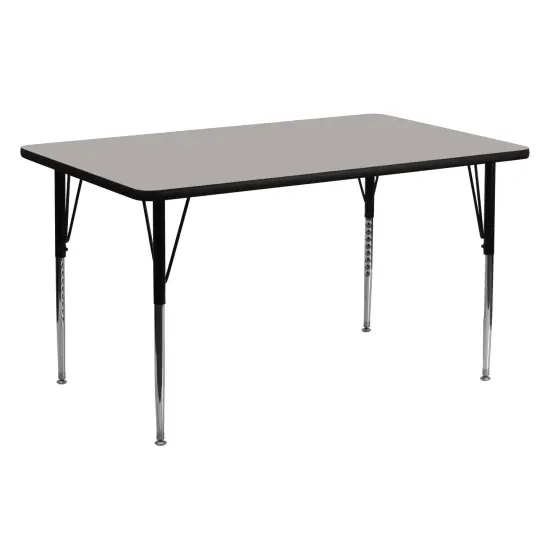 Emma and Oliver 24x60 Rectangle HP Laminate Adjustable Activity Table Gray {2}