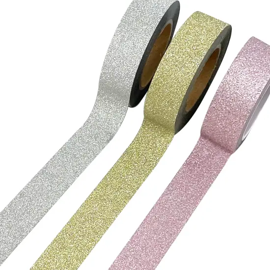 Wrapables Glitter and Shine Washi Tapes Decorative Masking Tapes (Set of 3) Glitter Pastel {1}