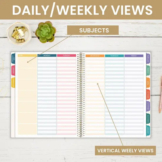 bloom daily planners Undated Teacher Planner & Calendar, Interchangeable Cover, Bold & Bright {6}