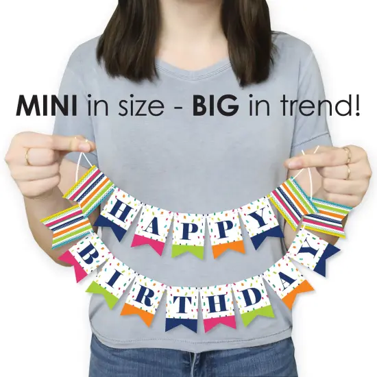 Big Dot of Happiness Cheerful Happy Birthday - Colorful Birthday Party Mini Pennant Banner - Happy Birthday {4}