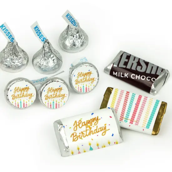 Birthday Candy Party Favors (Choose 100 Pcs Milk Chocolate Hershey's Kisses, 40 Pcs Wrapped Miniatures or Both) - Candles Themed {1}